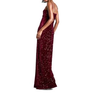 Robe longue à fines bretelles pour femme, élégante, à fente haute, à sequins de Noël, coupe ajustée, pour soirée, très vendue - Product Image 3