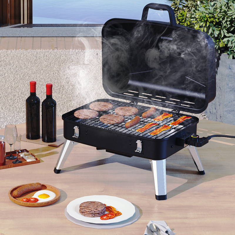 Commercial Tabletop Folding Portable Mini electric BBQ Grill with Foldable Legs