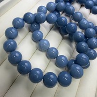 Bracelet de perles rondes lisses en opale bleue naturelle Meihan pour la fabrication de bijoux DIY, cadeau