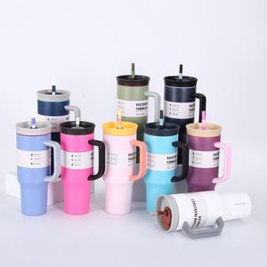 Cross-border 304 Stainless Steel Insulated <b>Large</b>-capacity 40oz Car <b>Mug</b> Handle Straw Custom logo Modern Students Drinkware - Product Image 1