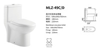 WC monobloc en céramique avec réservoir à double chasse, siphon en P, sans bride et réservoir intégré