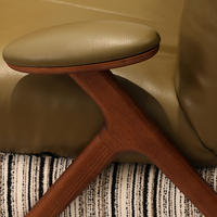 Fauteuil d'appoint en bois massif rembourré avec appui-tête pour salon ou coin détente
