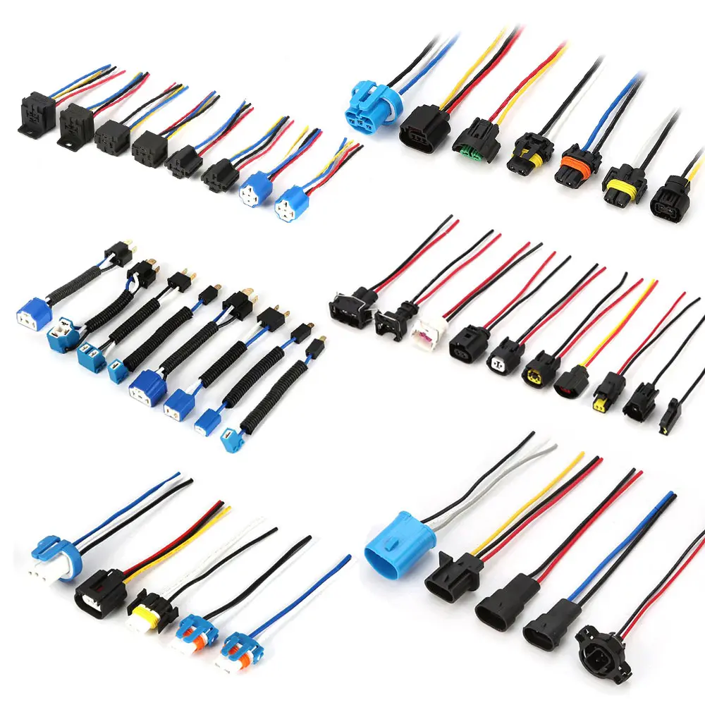 Custom 18AWG 14.5CM auto wiring harness with H1 H4 H7 H11 H8 H13 DT DTP connectors kit for car Fog Convert LED Work Light Bar