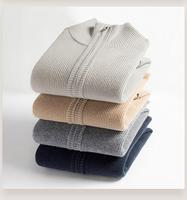 Pull en laine 100% pour homme, col montant, tricoté, chaud et épais, avec fermeture éclair en fourrure, pour l'automne et l'hiver