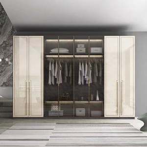 Custom Closet Storage Systems Bedroom <b>Wardrobe</b> With Mirror Clothes Shelves <b>Organizer</b> Design Idea - Product Image 3