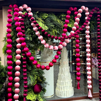 Décorations de fête de mariage, fond de photographie, rideau de boules de velours, guirlande de boules de velours pour mariage, toile de fond