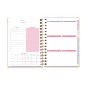 2024 Planner Stationery Set Custom Notebook Set Pink Spiral Monthly Goal Diary Leather Journal Agenda Daily Goal Diary Planner