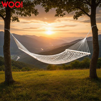 Hamac en corde de coton WOQI avec écarteur en bois, hamac traditionnel tissé à la main pour enfants, pour extérieur, intérieur, patio, jardin