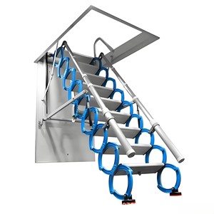 Échelle de grenier moderne en aluminium de haute qualité, pliante, électrique, télescopique, avec main courante, capacité 300 kg, moteur européen - Product Image 2