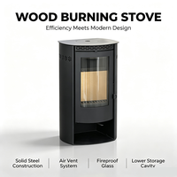 Vente flash : Poêle à bois à triple système d'aération, combustion propre pour salon