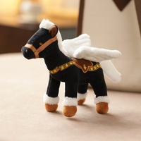 Llavero de Peluche de Pegaso Negro Suave con Alas Doradas de Lujo para Colgante de Bolso de Boutique o Regalo