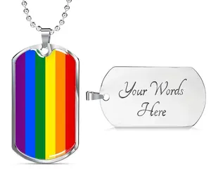 popular custom stainless steel mirror zinc alloy pendant slide pride colorful rainbow name products for color people