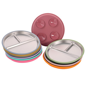 Newsun stoviglie per bambini 304 acciaio inossidabile e Silicone piatto cena <span class=keywords><strong>con</strong></span> <span class=keywords><strong>ventosa</strong></span> a <span class=keywords><strong>ventosa</strong></span> utensili per l'alimentazione manuale - Product Image 5