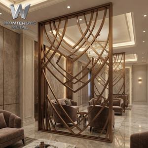 Divisor de Acero Inoxidable 304, Pantalla Metálica de Hierro Cortada con Láser, Dorado, OEM, para Diseño de Hoteles, Salones, Vestíbulos, Diseño de Interiores - Product Image 4