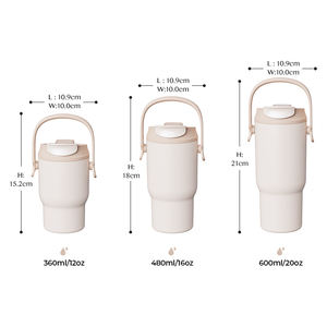 Cangkir kopi termal terisolasi vakum baja tahan karat 20 oz kustom dengan pegangan dan tutup sedotan - Product Image 6