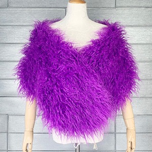 Boléro en vraie <span class=keywords><strong>fourrure</strong></span> de mouton tibétain pour femme, châle bouclé en <span class=keywords><strong>fourrure</strong></span> d'agneau mongol, cape en <span class=keywords><strong>fourrure</strong></span> de mouton véritable couleur tan, boléro moelleux pour mariage - Product Image 4