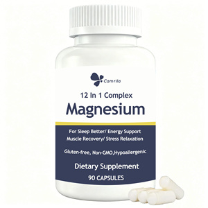 Cápsulas de Suplemento de Magnesio Complejo Sin GMO OEM, 90 Unidades, Fórmula de Magnesio Quelado 12 en 1 para la Recuperación de Músculos y Huesos, Energía - Product Image 1