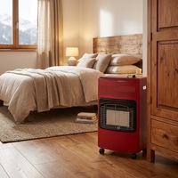 Chauffage d'appoint portable noir sur roulettes à infrarouge céramique, à gaz, pour un chauffage rapide du salon, du magasin, du bureau et de la maison