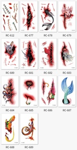 สติ๊กเกอร์สักลายฮาโลวีนสำหรับใบหน้า กันน้ำ ลายแผลเป็นเลือดไหล รอยแผลจากมีด สมจริง แต่งหน้าลายแผลเป็น แบบลอกลายลงบนผิว - Product Image 6