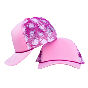 Casquette Trucker 5 Panneaux en Tissu Sergé à Motif Football, Couronne Haute, Rose Orange à Carreaux Camouflage, Maille Avant, Dos en Mousse de Polyester – Vente en Gros - Product Image 2