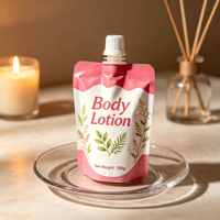Pochette cosmétique personnalisée imprimée, résistante à l'humidité, en aluminium, avec bec verseur et bouchon à vis