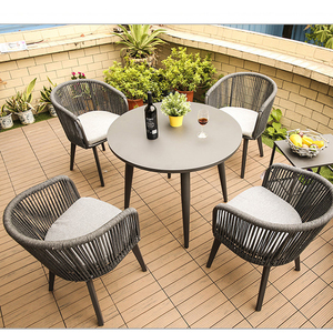 Grey Patio <span class=keywords><strong>cafe</strong></span> 5 mảnh ăn đặt đồ nội thất 0utdoor vườn <span class=keywords><strong>cafe</strong></span> dây nhôm bảng và 4 ghế cho bên ngoài - Product Image 1