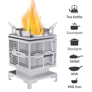 KEON OEM Personnalisé Vente en Gros Portable Acier Inoxydable 201 Cuisson en Plein Air Poêle à <span class=keywords><strong>Bois</strong></span> Design Moderne Debout Libre pour Pique-Nique Brûler - Product Image 2