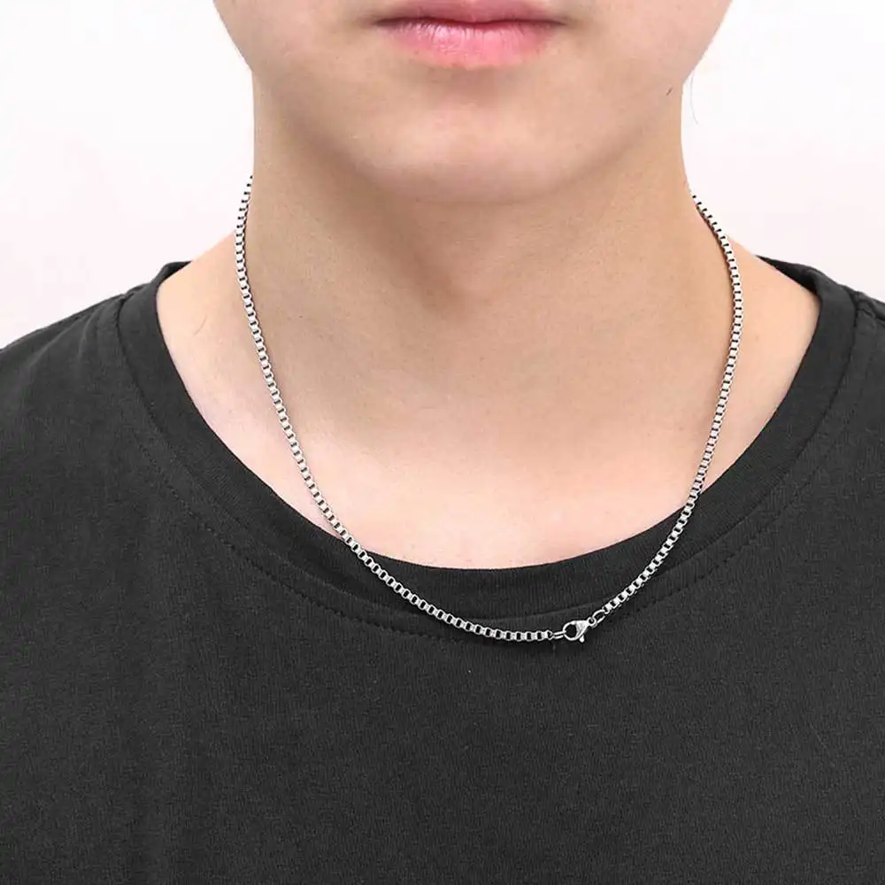 NUOYA Hip Hop Fashion Wholesale Necklace Jewelry Stainless Steel Box Link Chains For Men