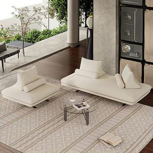 Divano componibile allungabile componibile in velluto bianco cremoso ricurvo di lusso elegante e contemporaneo con gambe in acciaio inossidabile per <span class=keywords><strong>soggiorno</strong></span> - Product Image 1
