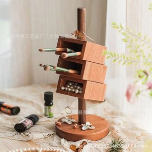 Solid Wood Slanted Pen Holder 3 Tier Desktop Organizer 10Cm X 8Cm X 15Cm Standing Type For Office Study Storage - Product Image 2