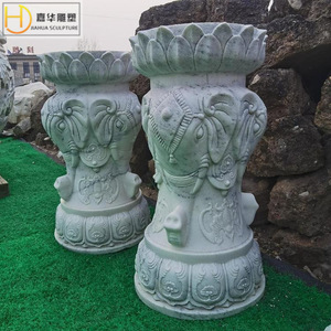 Colonne de pot de fleurs sculptée en pierre Jiahua, support de plantes traditionnel pour l'extérieur - Product Image 5