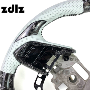 Volant personnalisé en cuir perforé blanc et fibre de carbone forgée pour Chevrolet <span class=keywords><strong>Corvette</strong></span> C8 2018 2019 2020 <span class=keywords><strong>2022</strong></span> 2023 - Product Image 4