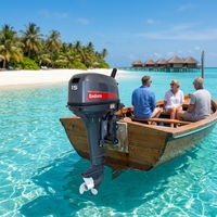Moteur hors-bord 2 temps 15 CV à démarrage manuel, arbre long ou court en option, pour bateaux en bois avec accessoires complets