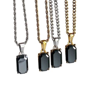 Venta al por mayor de joyería de moda que no se deslustra chapado en oro de acero inoxidable de la joyería del encanto colgante de ojo de tigre negro collar de obsidiana - Product Image 6