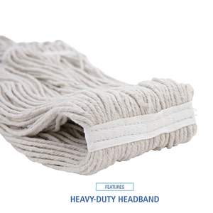 Boardwalk BWK232C 32 Oz. Serpillère en fibres de coton de qualité supérieure, tête standard blanche - 12/carton - Product Image 2