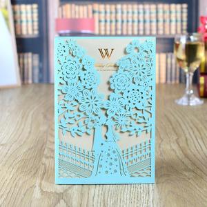 Kit d'<span class=keywords><strong>invitation</strong></span> de mariage à pochettes découpées au Laser, carton d'<span class=keywords><strong>invitation</strong></span> <span class=keywords><strong>avec</strong></span> enveloppes pour fête prénuptiale, fiançailles - Product Image 6