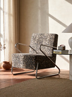 Fauteuil en acier inoxydable à imprimé léopard brun mat de style mid-century avec mousse haute densité pour salons, balcons et cafés