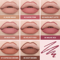Vendor Grosir Lip Liner Pink Retractable Private Label, Nude Tahan Lama Anti Luntur Tahan Air Matte Cream Lipliner Vegan