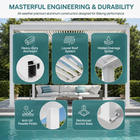 Pergola bioclimatique motorisée en aluminium, gazebo avec toit à lames orientables rétractables, imperméable, pour balcon extérieur