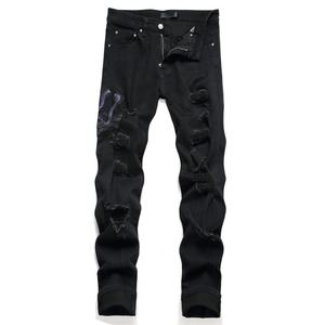 Pantalones Vaqueros Rotos Estilo Punk Gótico para Hombre 2025 - Bordado de Serpiente Negra, Ajustados, Estilo Urbano, Hip-Hop, Denim - Product Image 5