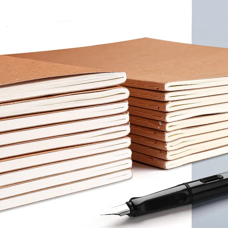 Y96 Groothandel Kraftpapier Cover Notebook Custom Naaien Binding Gestikt Binding Lege Pagina Journals En Blanco Notebooks