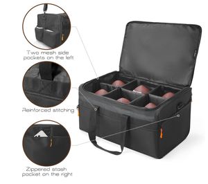 Sac de football pouvant contenir 6 ballons de football de taille officielle, 6 compartiments, porte-ballons avec séparateurs, étui organisateur à ouverture supérieure avec bandoulière - Product Image 4