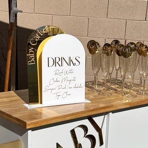 قطع ليزر أكريليك فارغة, قطع ليزر أكريليك فارغة توقيع الكوكتيل المشروبات علامة شريط الزفاف القائمة مزدوجة القوس الاكريليك علامة - Product Image 2