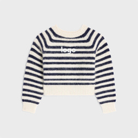 Pull court élégant pour femme en mohair et laine, motif rayé brodé avec logo, nouveau style de créateur de luxe