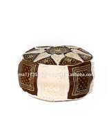 Vente en gros de poufs de coussin tatami repose-pieds pour hôtel villa décoration intérieure pouf en cuir marocain 25 blanc