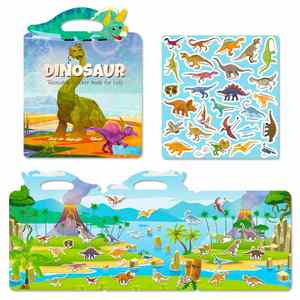 Children Quiet Focus <b>Training</b> Dinosaur Jelly Sticker <b>Book</b> Craft Activities Reusable Stickers for Toddlers Ages 3 and up - Product Image 2