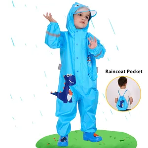1-10 tuổi trẻ em Áo mưa trẻ em chàng trai cô gái không thấm nước Jumpsuit trùm đầu một mảnh phim hoạt hình khủng long bé áo mưa và quần
