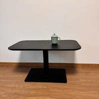 Table à thé moderne en métal avec élévateur pneumatique, éco-responsable, à pied unique, convertible en table d'appoint de salon, bureau et table à manger