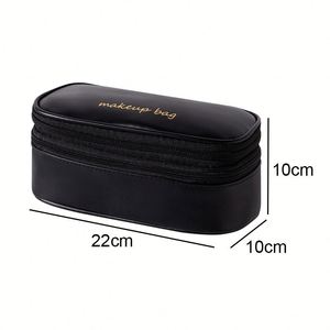 Multi-Functional Makeup Brush Organizer with Mesh Pockets PU Leather Cosmetic Bag Travel Makeup <b>Storage</b> Case - Product Image 3