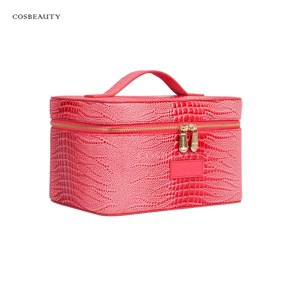 PU leather crocodile pattern cosmetic accessories travel pouch vanity box make up case beauty nail polish organizer makeup bag
